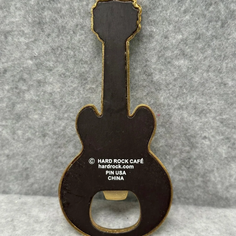 RARE Hard‎ Rock Cafe Munich Guitar Shaped Bottle Opener Pretzel Design